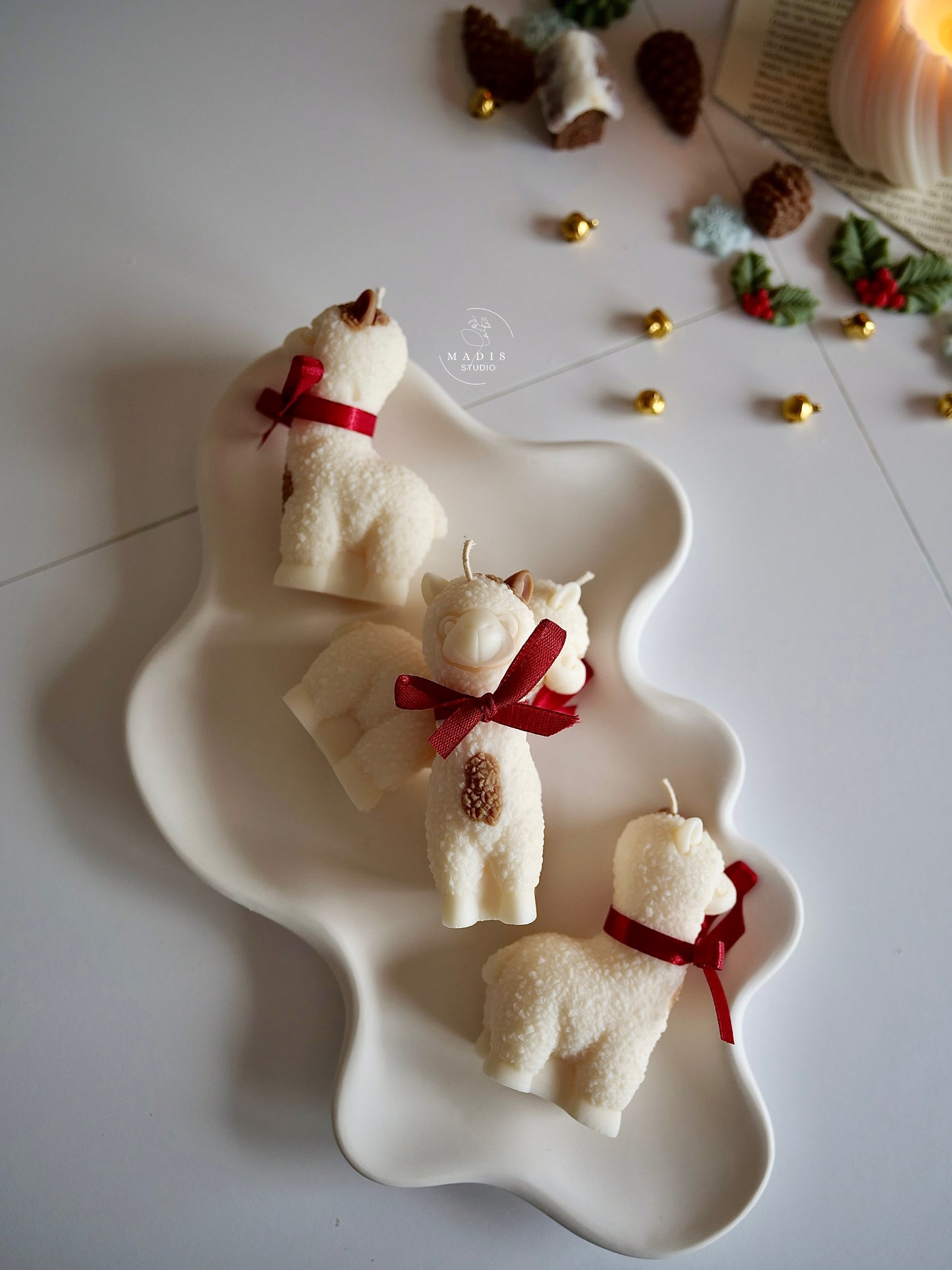 Alpaka Kerze gefleckt